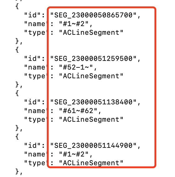停电区域线段信息截图